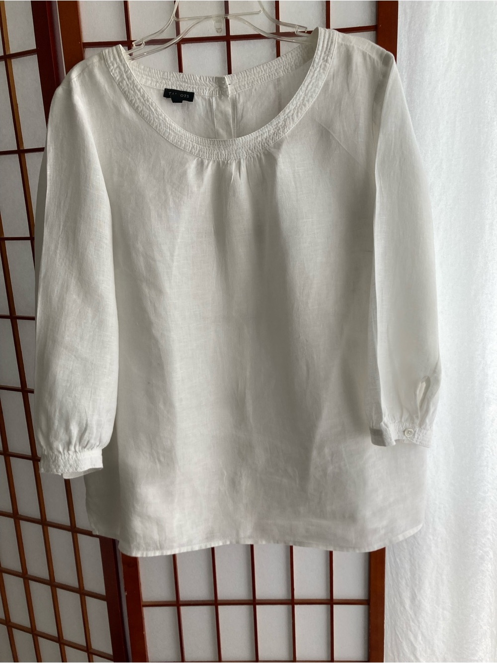 Talbots White Linen Scoop-Neck Tunic